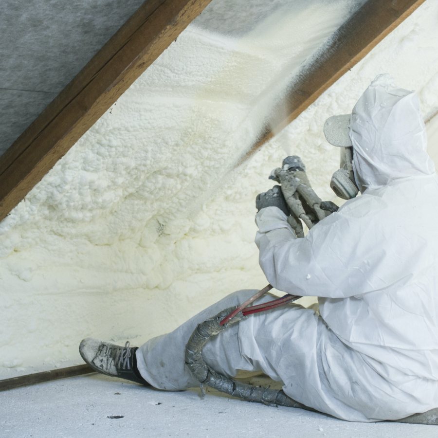 Insulation jobsite: attic spray foam