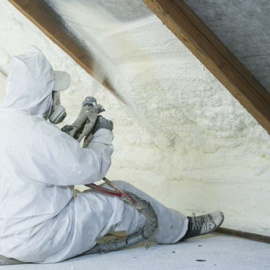 Insulation jobsite: crew at work